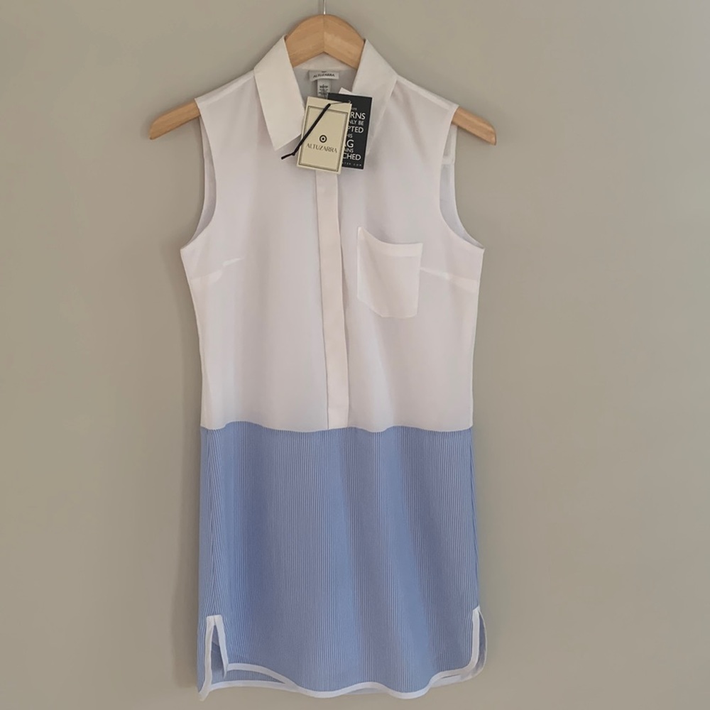 Altuzarra For Target NWT Banker Stripe Shirtdress White Blue Pinstripe